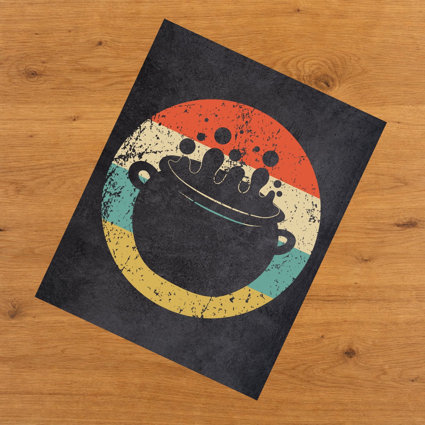 Bubbling Witch's Cauldron Halloween Icon Retro 8"x10" Wall Art Print