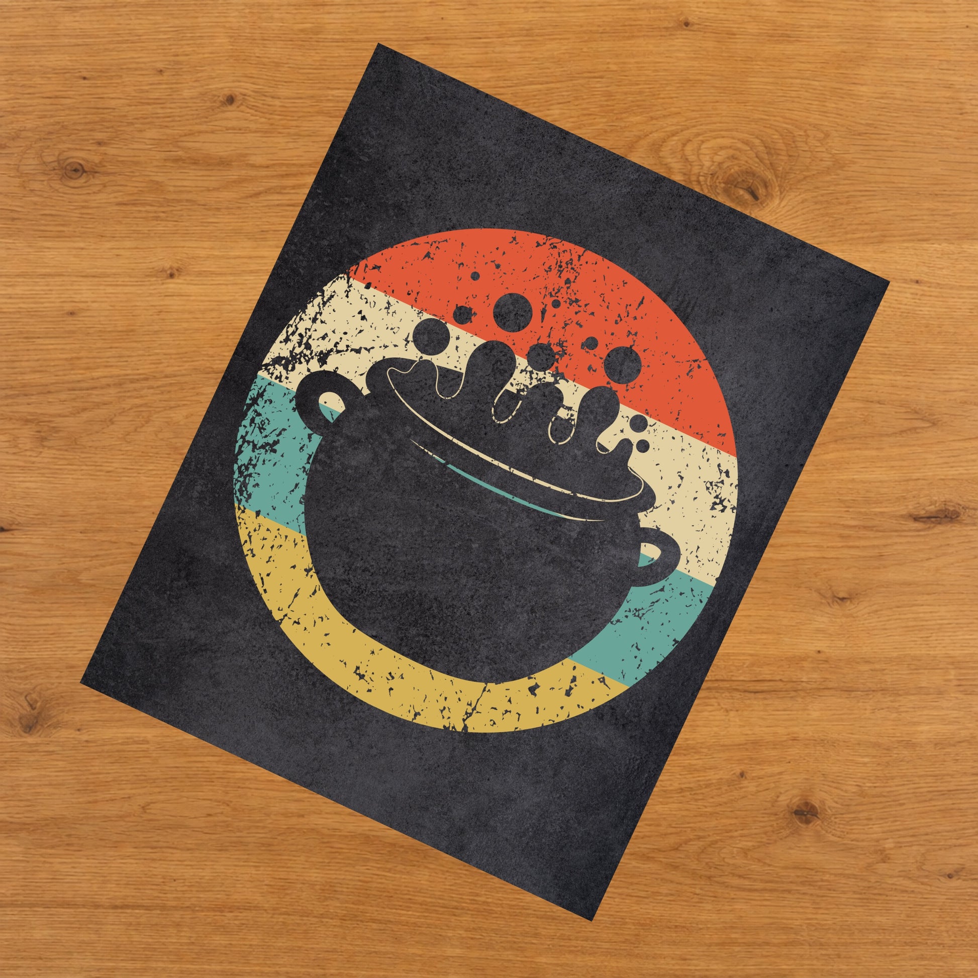 Bubbling Witch's Cauldron Halloween Icon Retro 8"x10" Wall Art Print