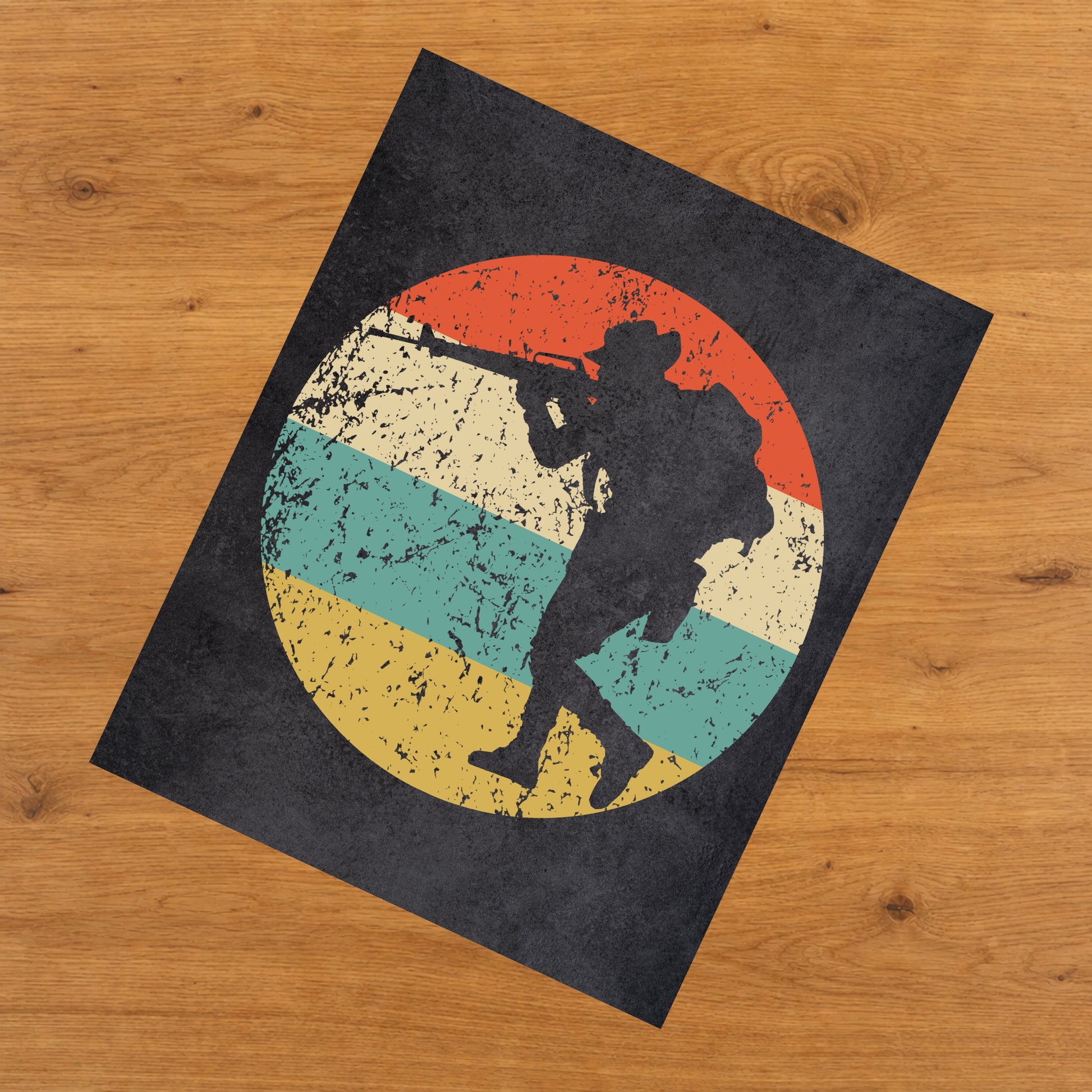 Walking Soldier Military Icon Retro 8"x10" Wall Art Print