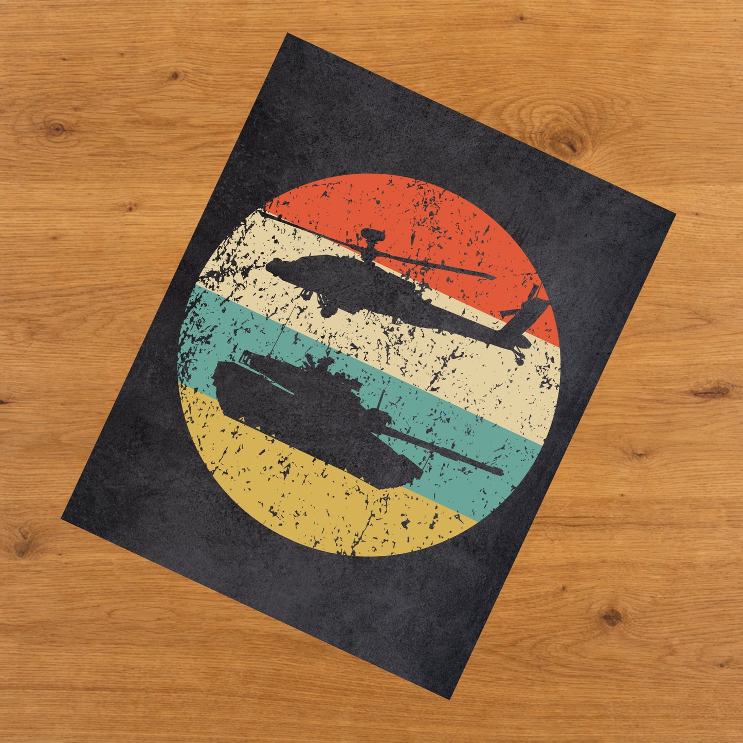Chinook Helicopter Military Tank Icon Retro 8"x10" Wall Art Print
