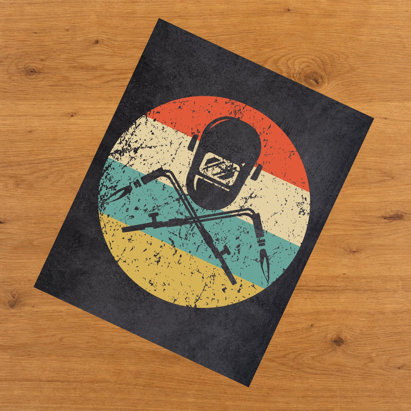 Welding Mask and Torches Icon Retro 8"x10" Wall Art Print