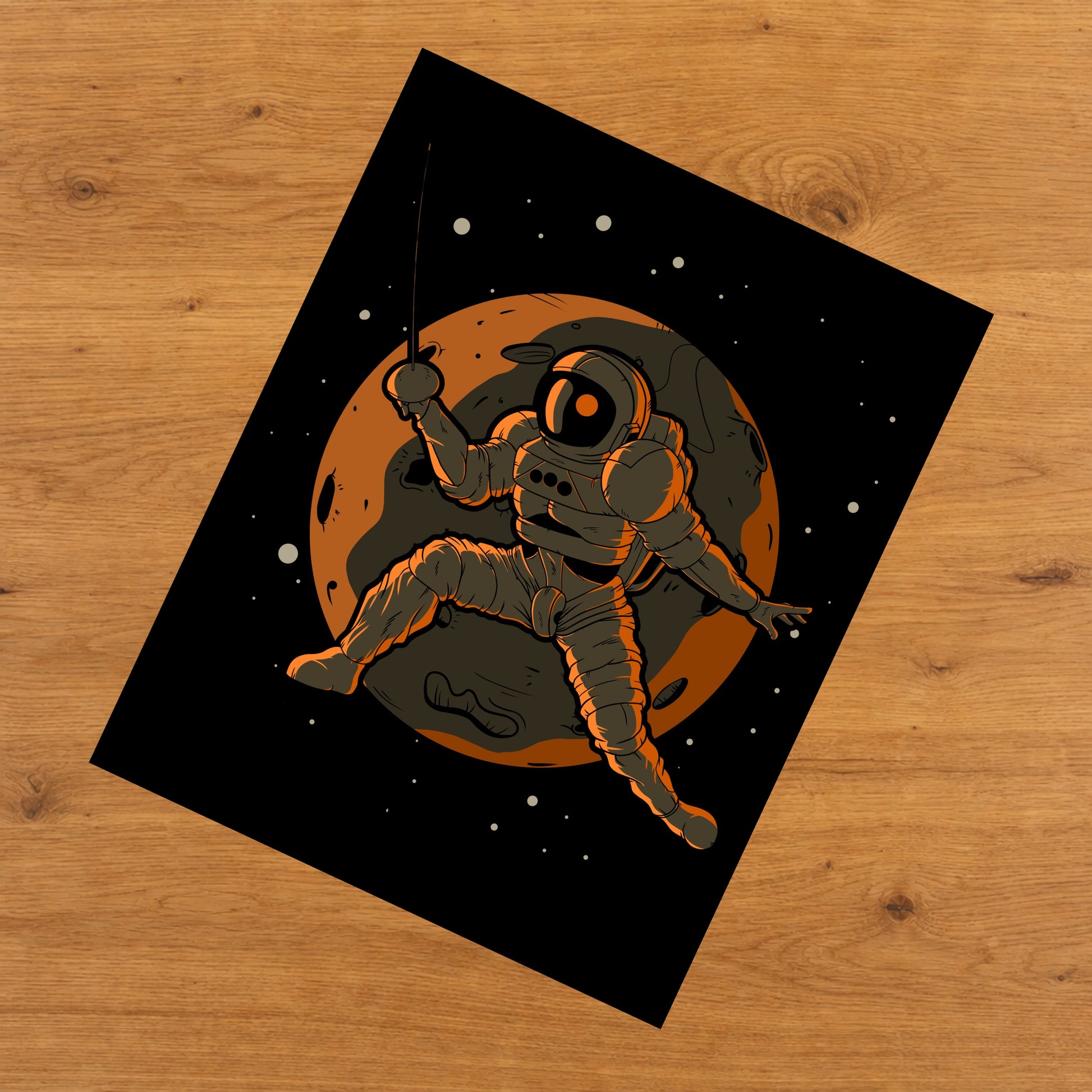 Fencing Astronaut Outer Space Spaceman 8"x10" Wall Art Print