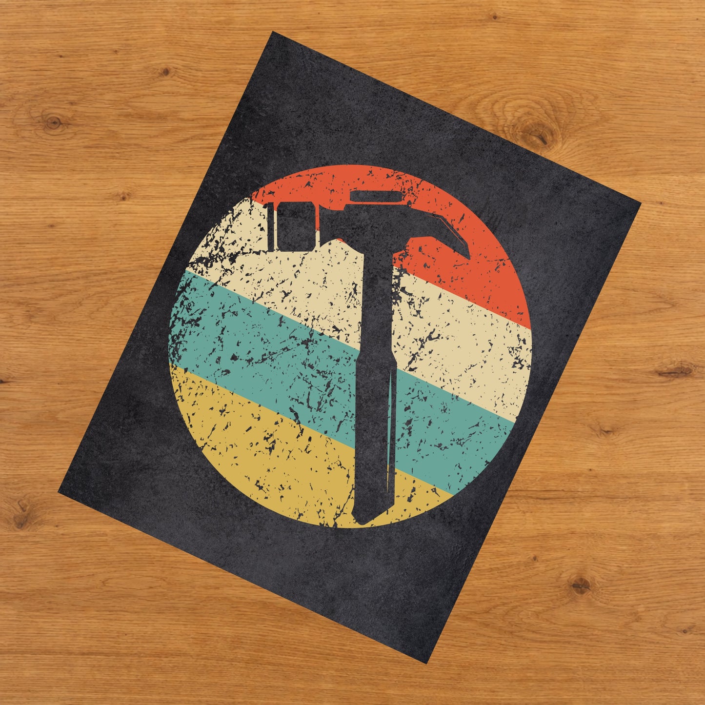 Hammer Carpentry Icon Retro 8"x10" Wall Art Print