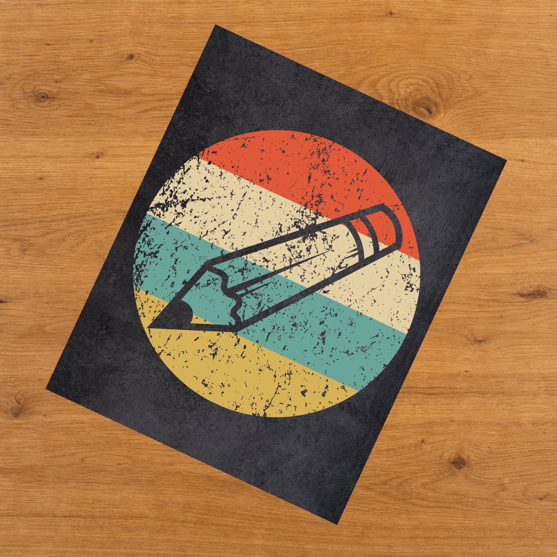 Pencil School Teacher Icon Retro 8"x10" Wall Art Print