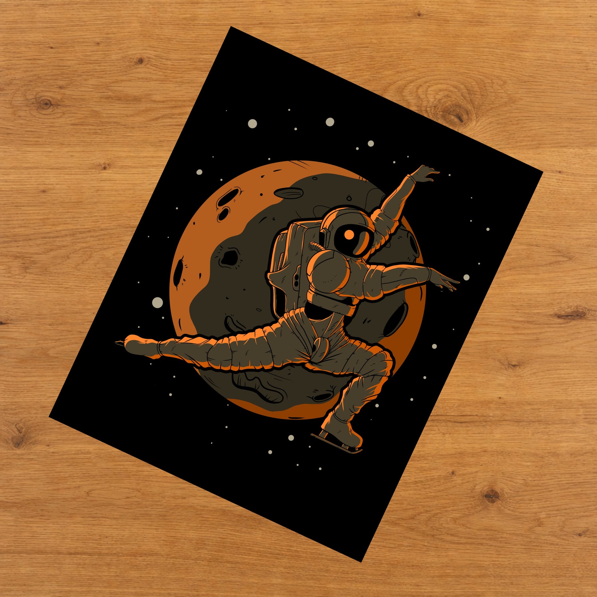 Figure Skating Astronaut Outer Space Spaceman 8"x10" Wall Art Print