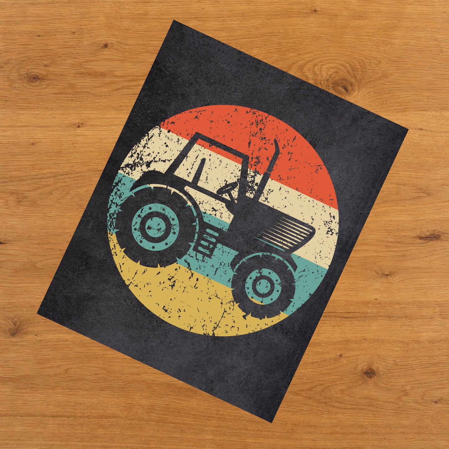 Farm Tractor Farming Farmer Icon Retro 8"x10" Wall Art Print