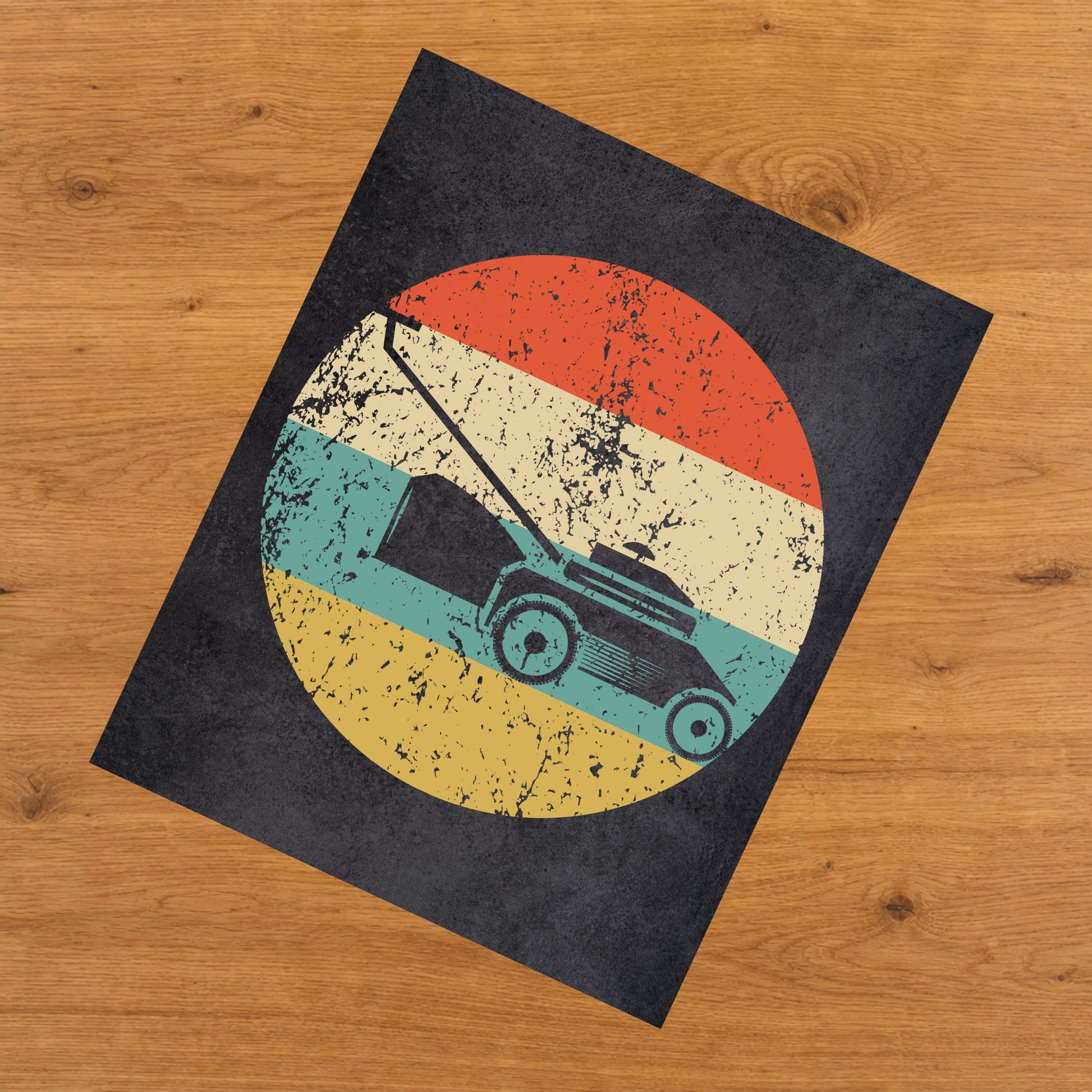 Push Lawn Mower Icon Retro 8"x10" Wall Art Print