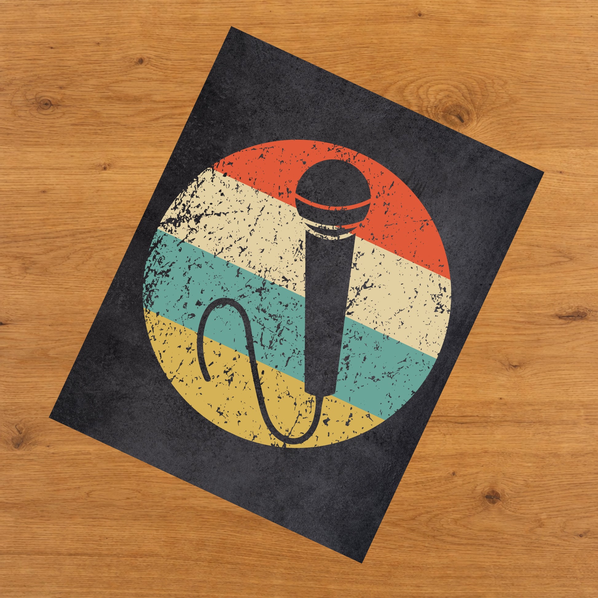 Microphone Karaoke Icon Retro 8"x10" Wall Art Print