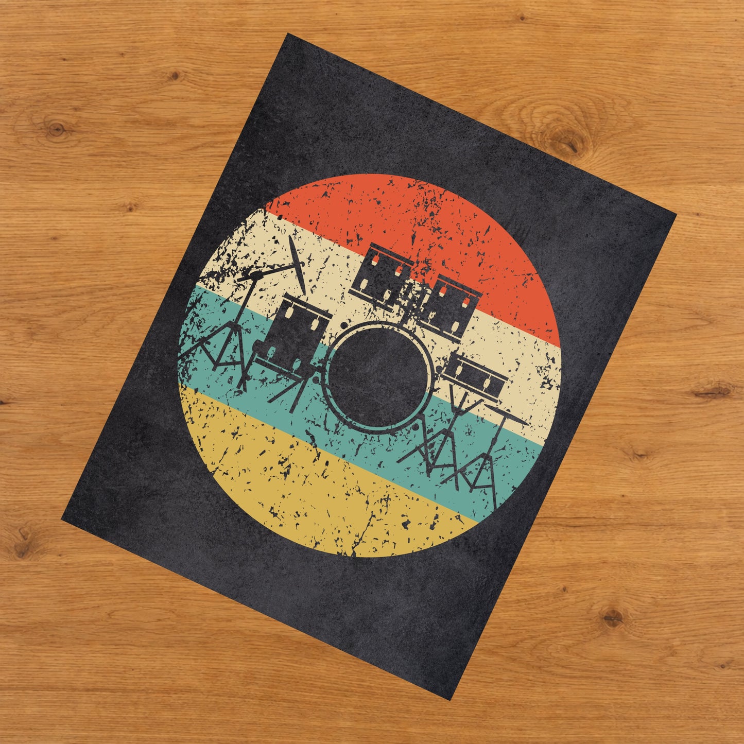 Drum Set Musical Instrument Music Icon Retro 8"x10" Wall Art Print
