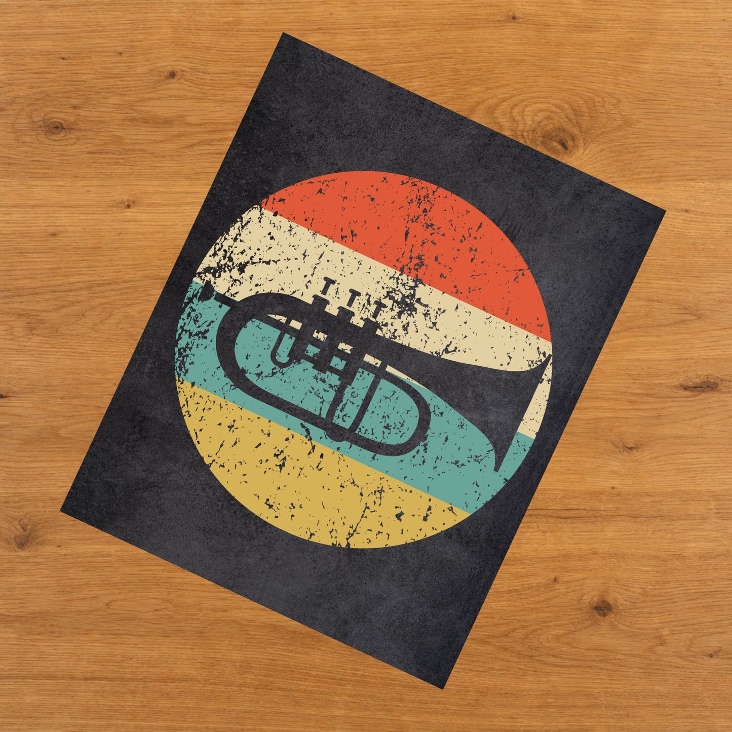 Flugelhorn Trumpet Musical Instrument Music Icon Retro 8"x10" Wall Art Print