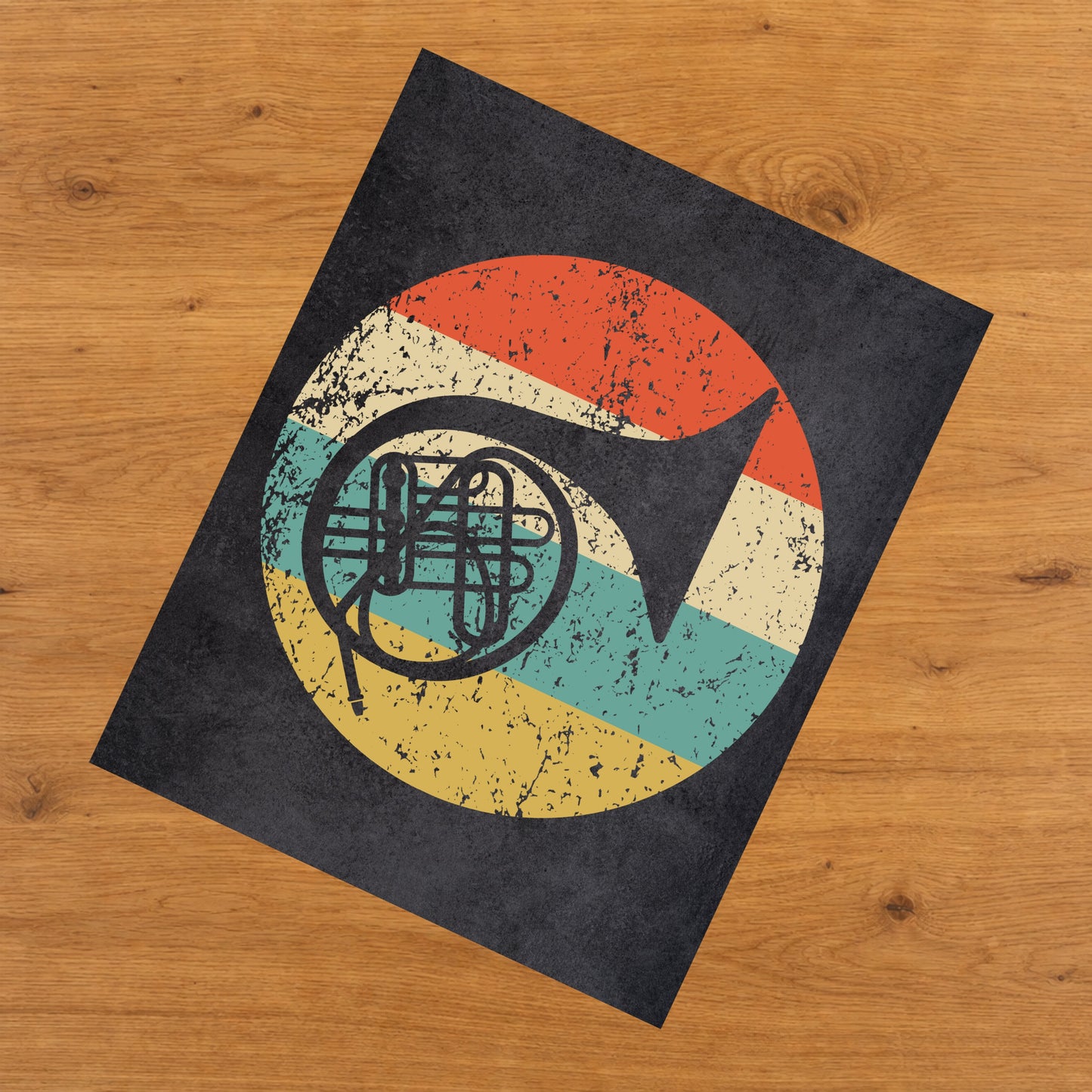 French Horn Musical Instrument Music Icon Retro 8"x10" Wall Art Print