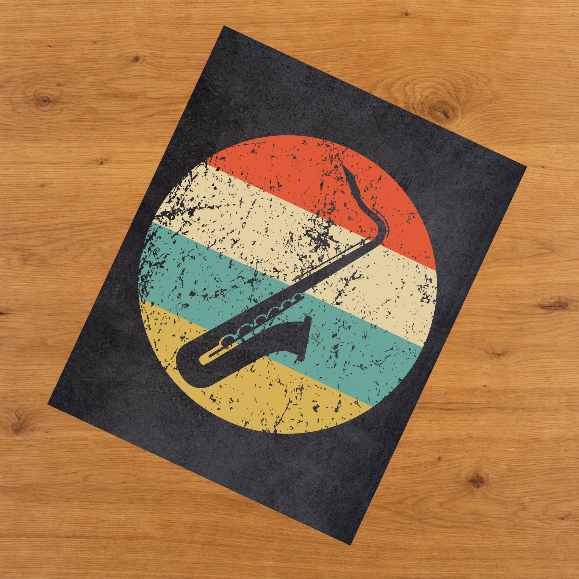 Saxophone Musical Instrument Music Icon Retro 8"x10" Wall Art Print