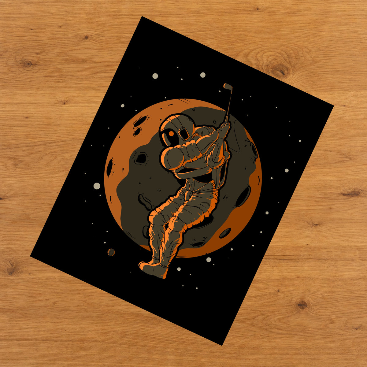Golf Astronaut Outer Space Spaceman 8"x10" Wall Art Print