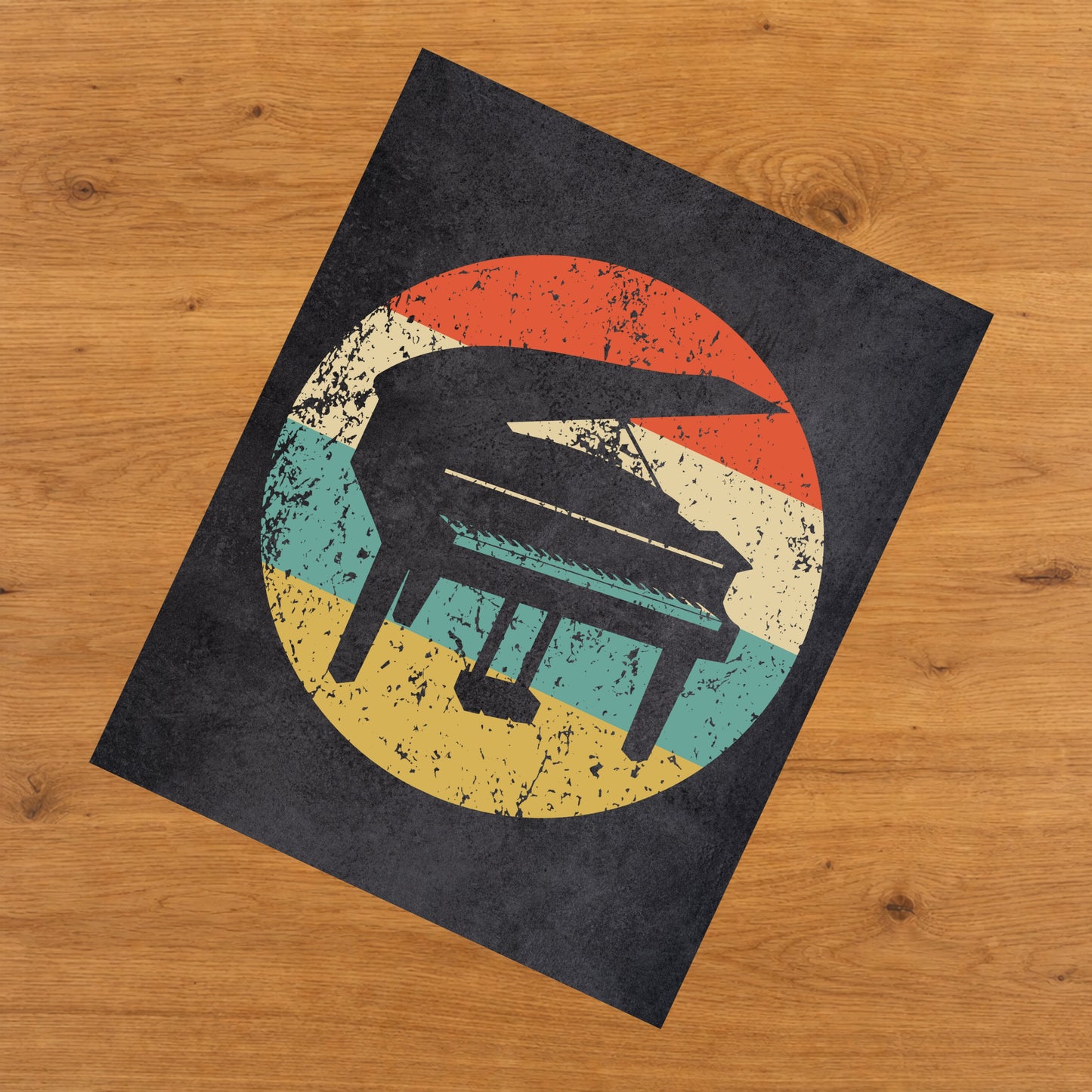 Piano Musical Instrument Music Icon Retro 8"x10" Wall Art Print
