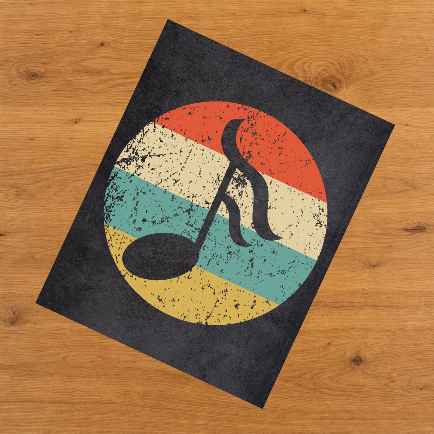 16th Note Music Icon Retro 8"x10" Wall Art Print