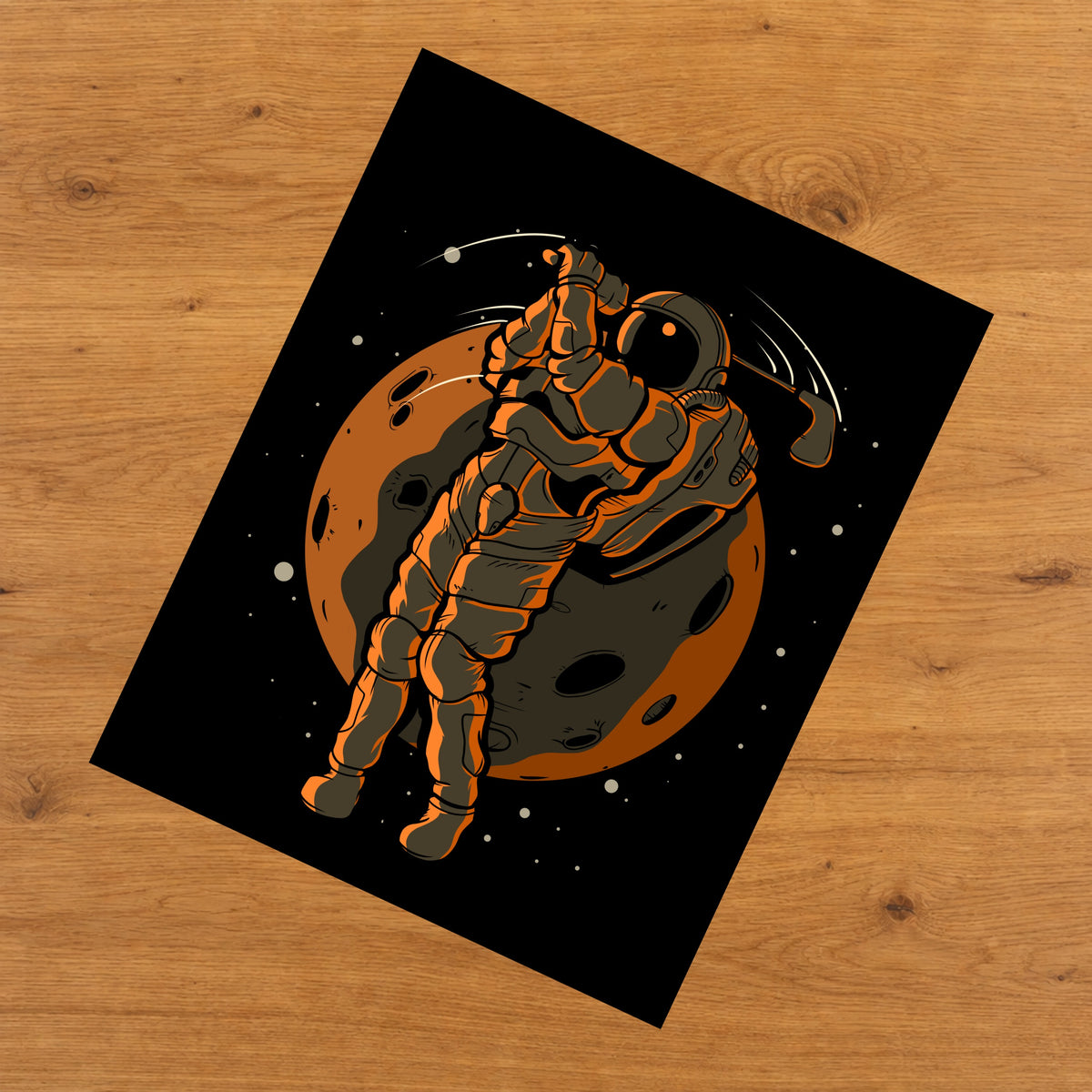 Golf Astronaut Outer Space Spaceman 8"x10" Wall Art Print
