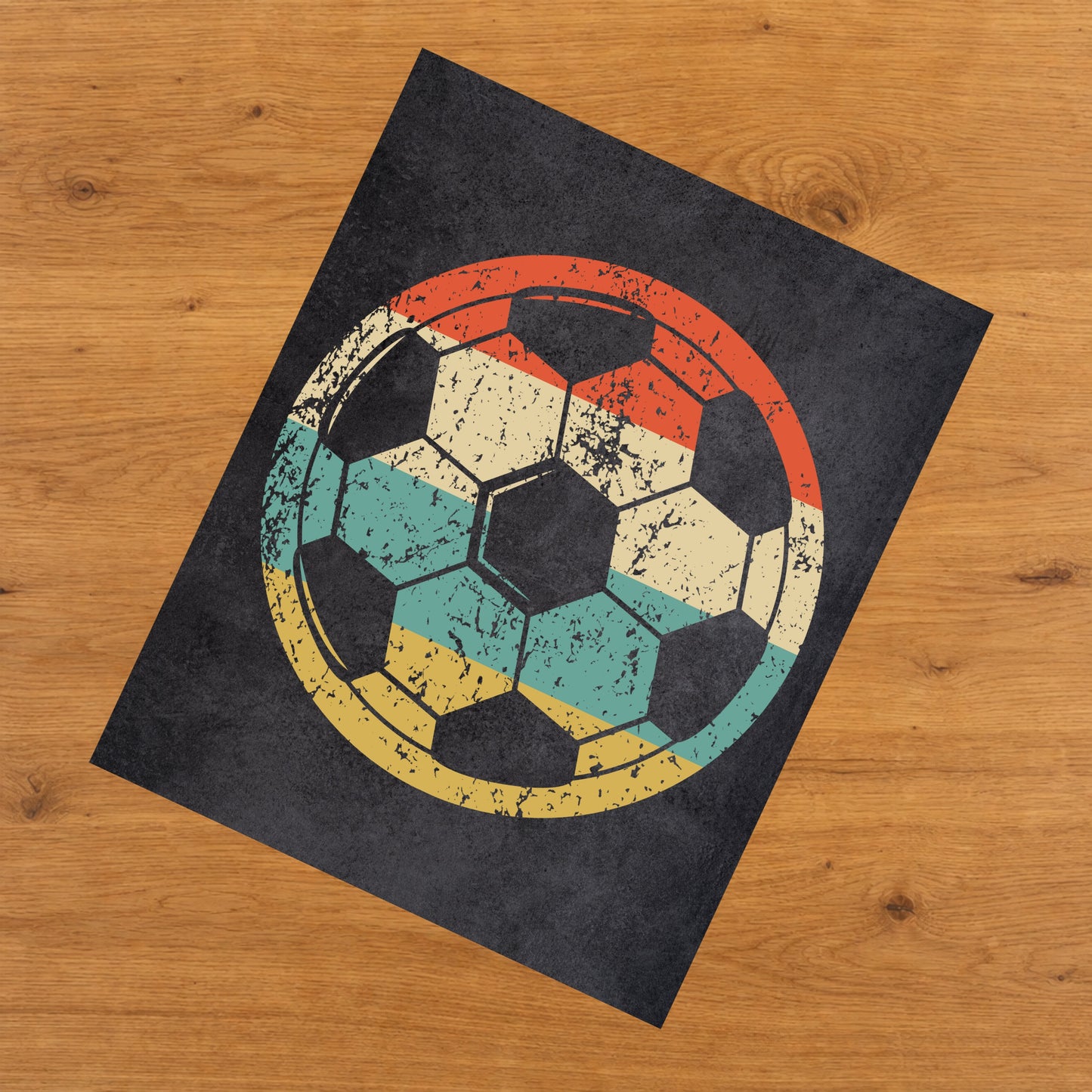 Soccer Ball Sports Icon Retro 8"x10" Wall Art Print