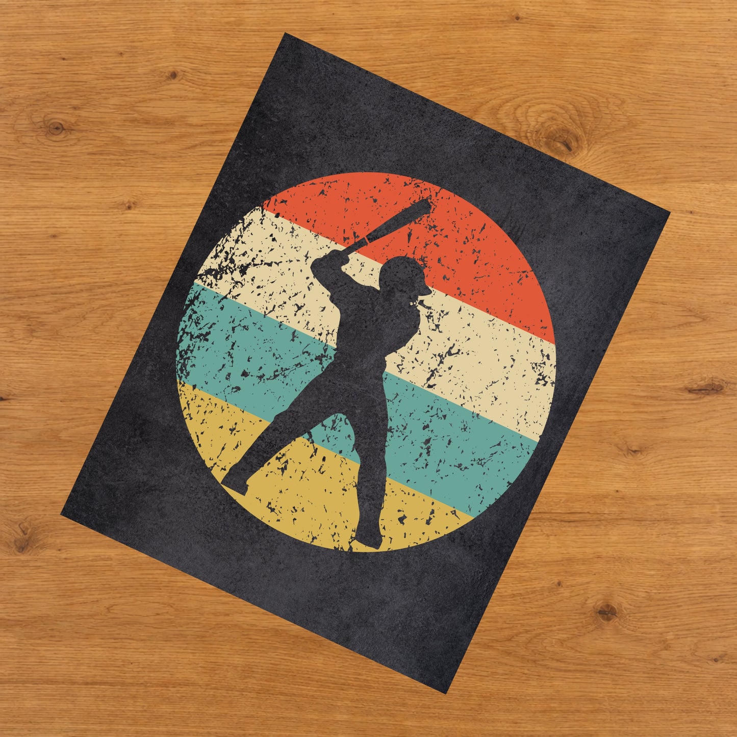 Baseball Player Baseball Batter Sports Icon Retro 8"x10" Wall Art Print