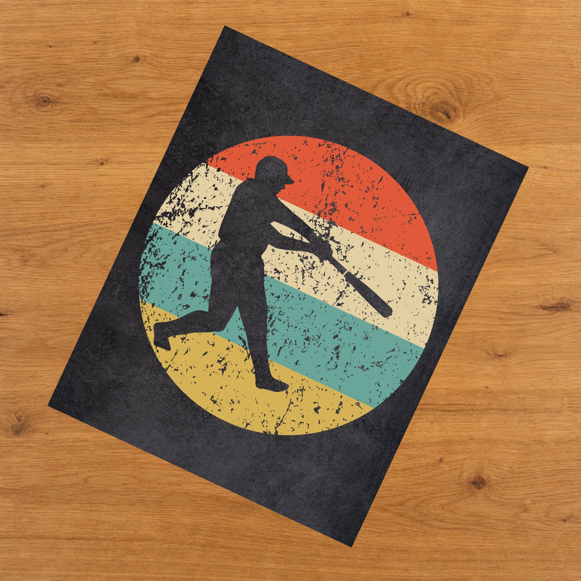 Baseball Batter Baseball Player Sports Icon Retro 8"x10" Wall Art Print