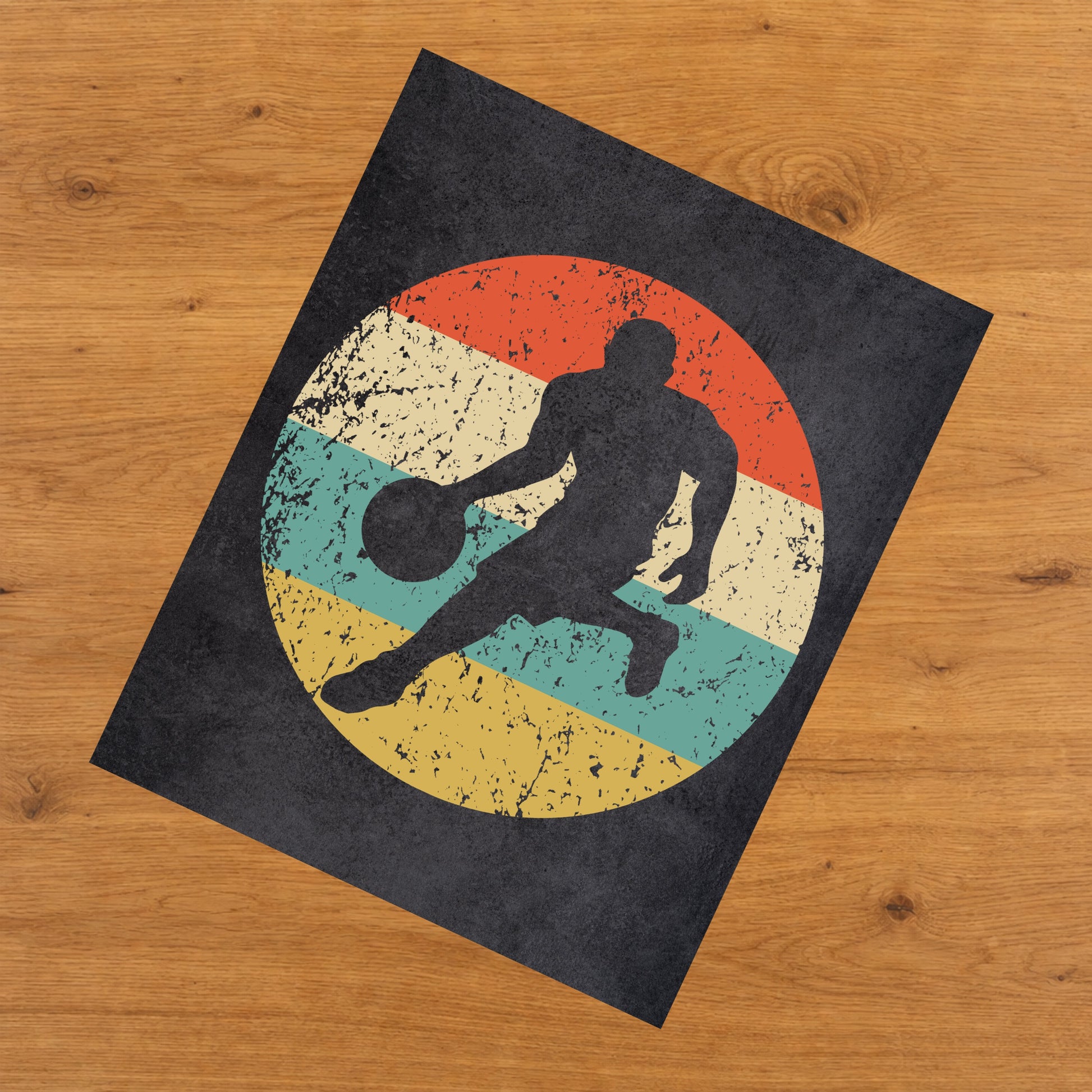 Basketball Player Dribbling Sports Icon Retro 8"x10" Wall Art Print