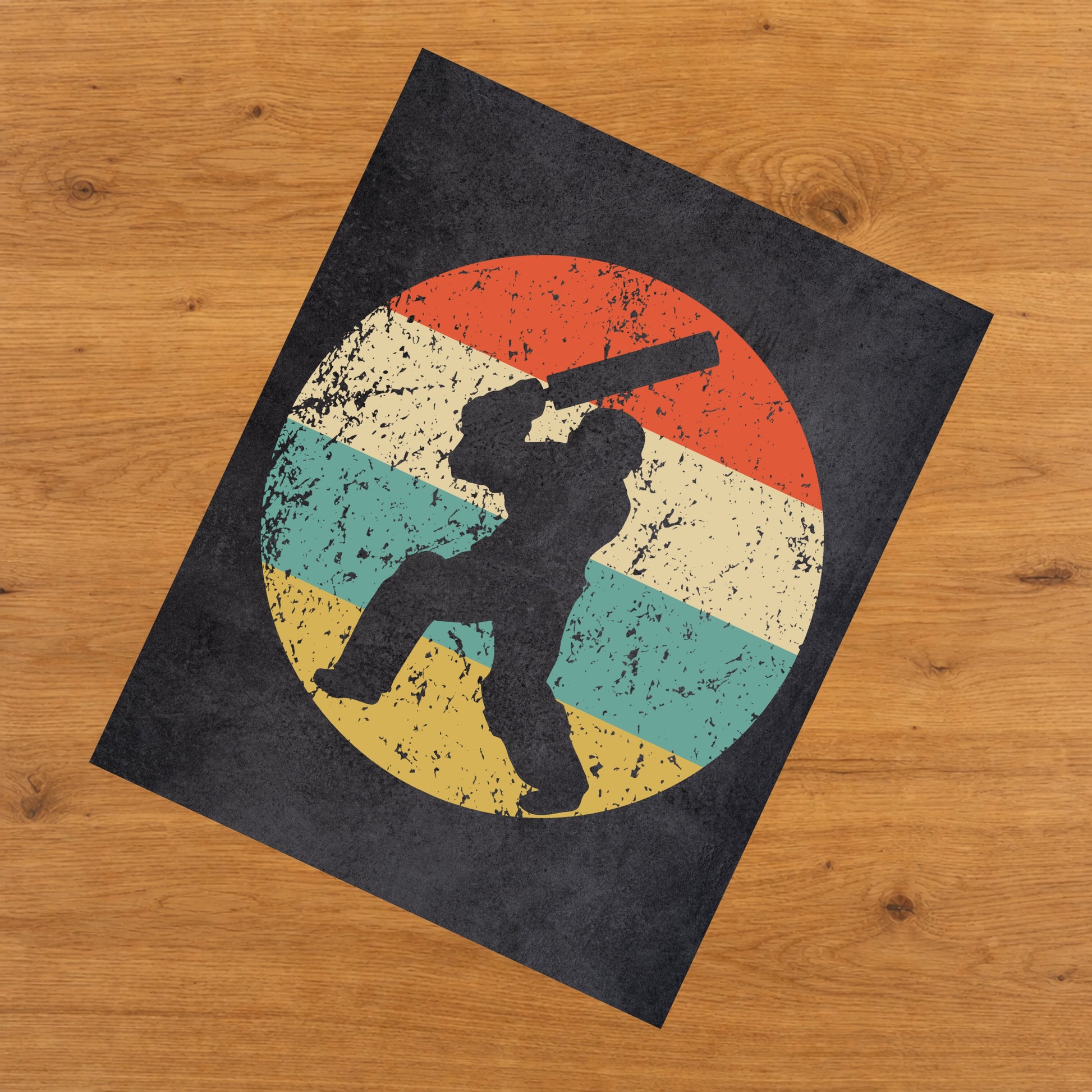 Cricket Player Sports Icon Retro 8"x10" Wall Art Print
