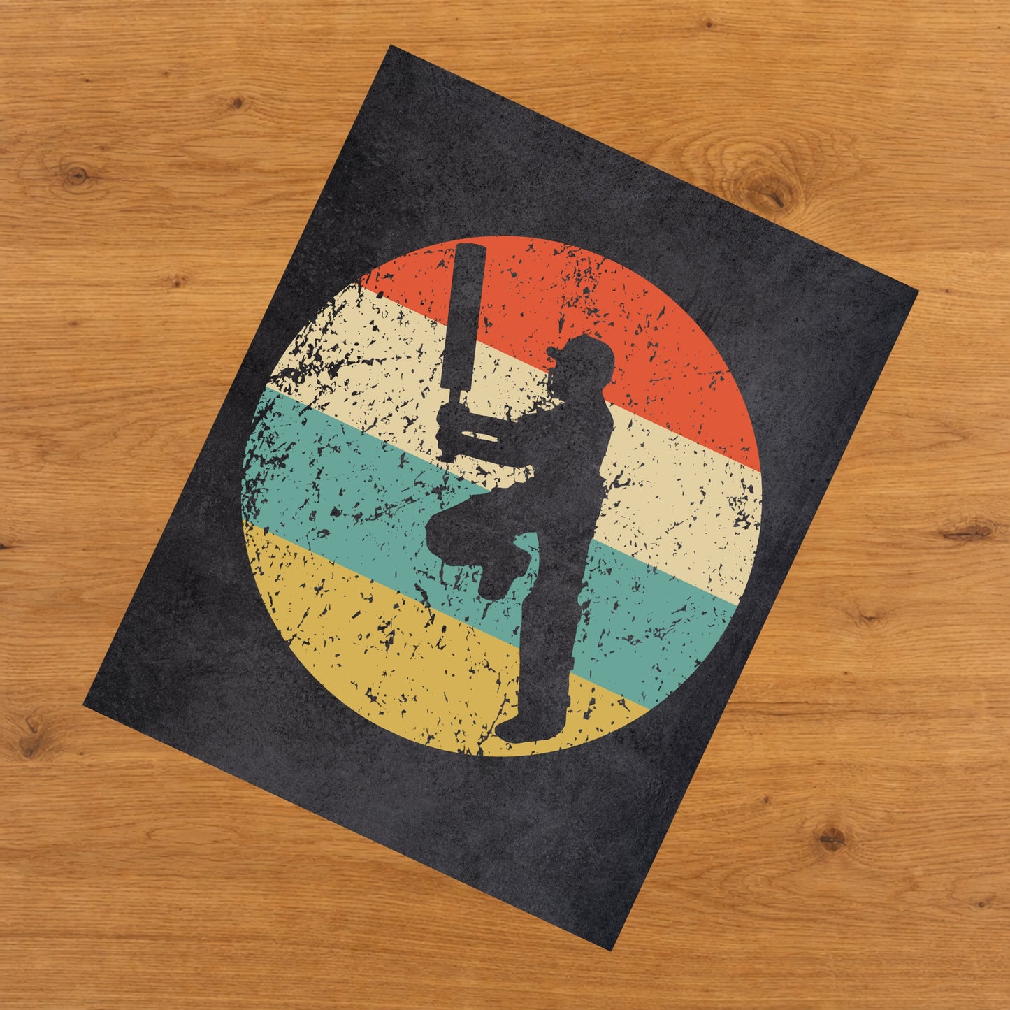 Cricket Player Sports Icon Retro 8"x10" Wall Art Print