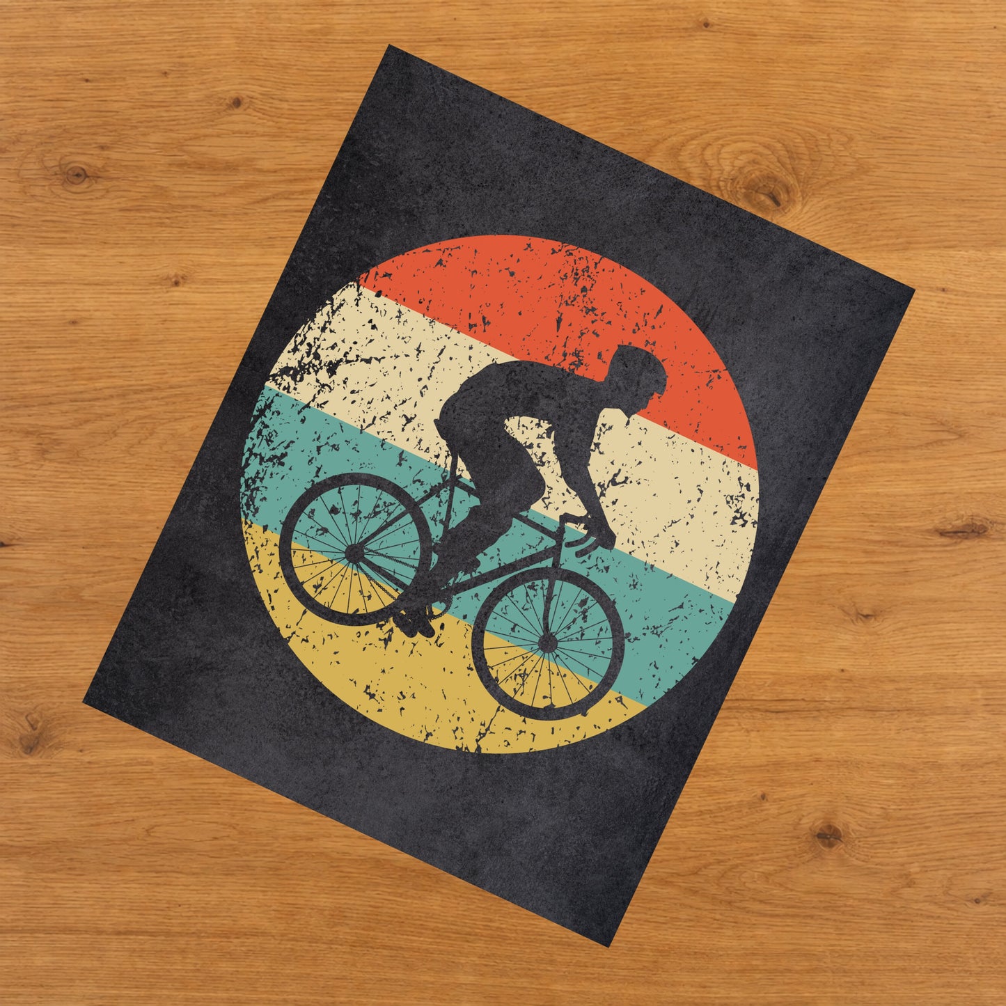 Cyclist Riding Bike Cycling Sports Icon Retro 8"x10" Wall Art Print