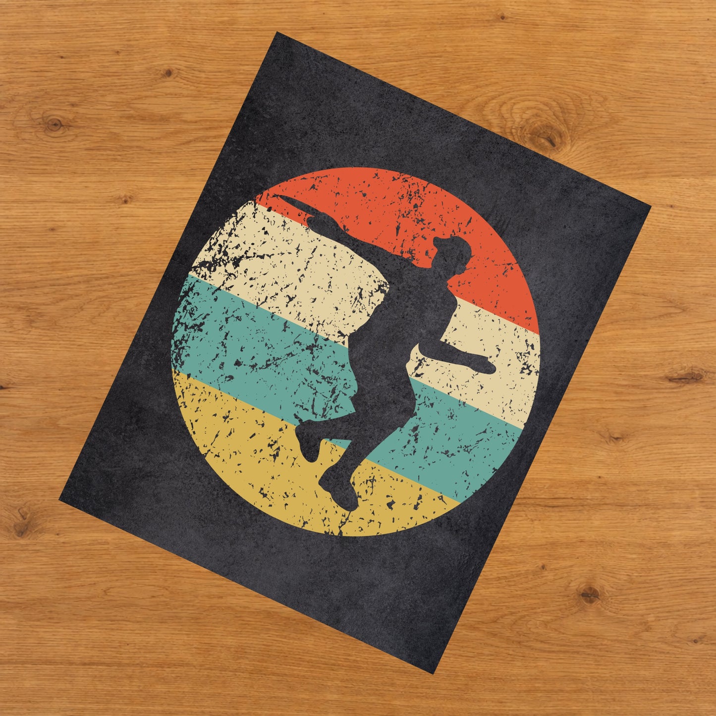 Disc Golf Player Sports Icon Retro 8"x10" Wall Art Print