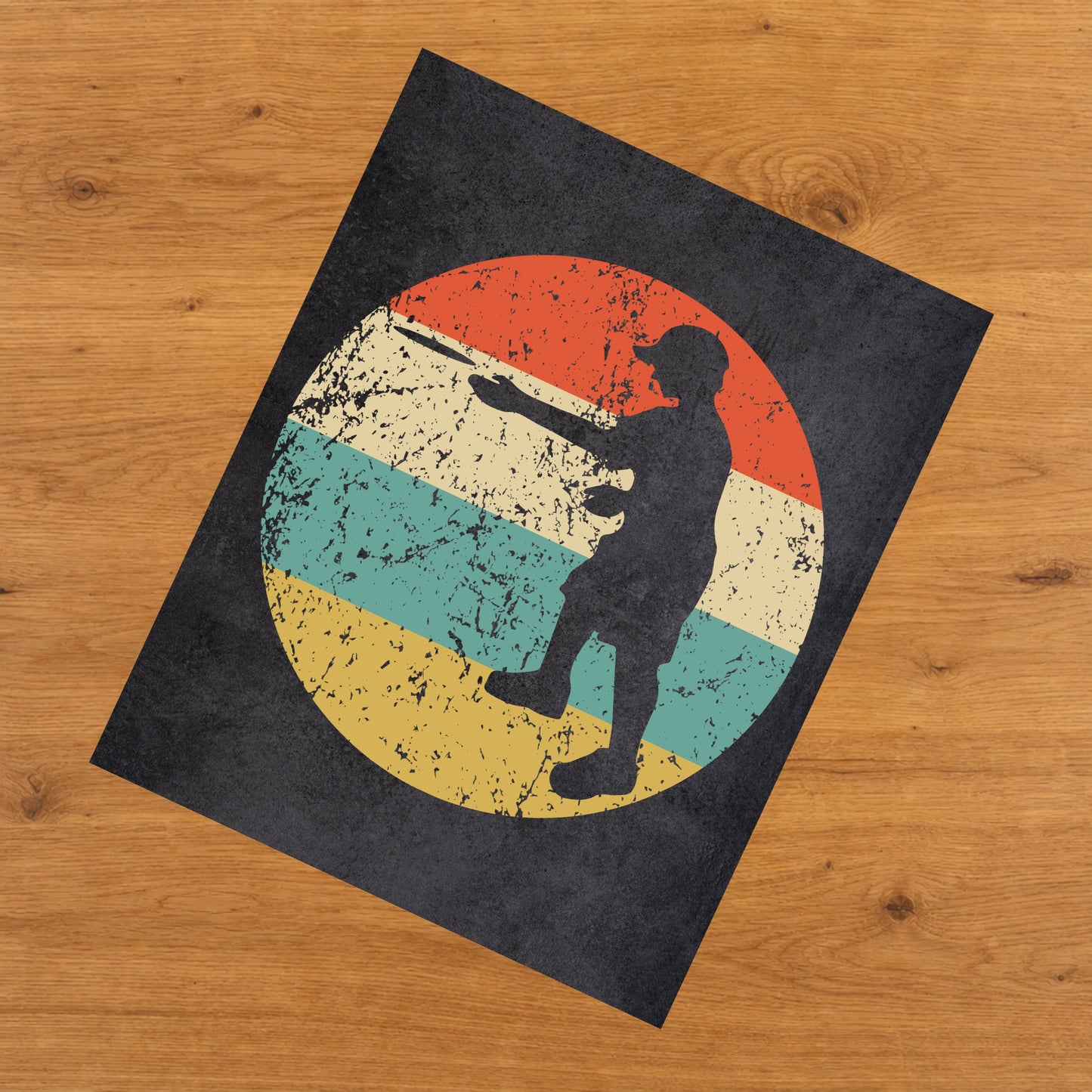 Disc Golf Player Sports Icon Retro 8"x10" Wall Art Print