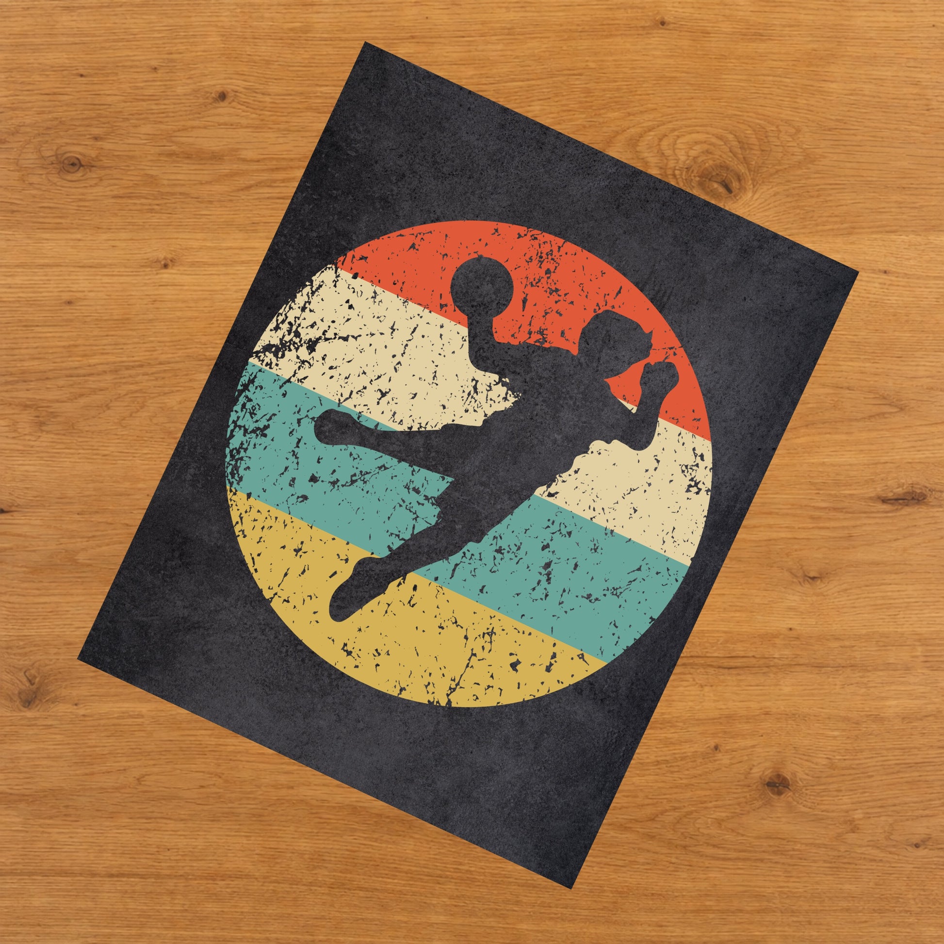 Handball Dodgeball Player Sports Icon Retro 8"x10" Wall Art Print