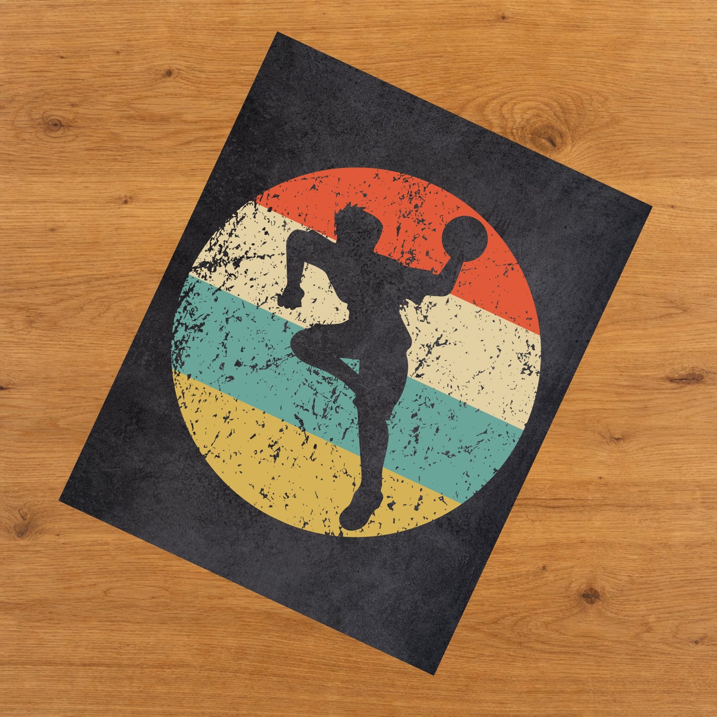 Dodgeball Handball Player Sports Icon Retro 8"x10" Wall Art Print