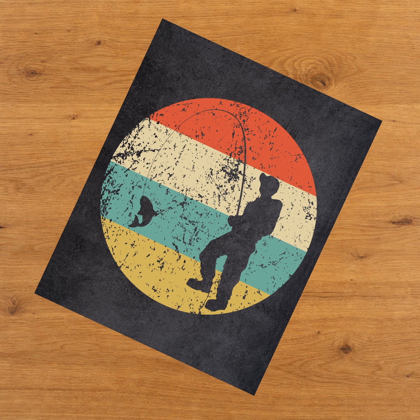 Fisherman Sports Icon Retro 8"x10" Wall Art Print