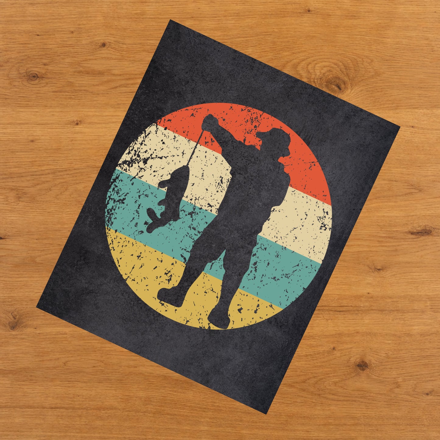 Fisherman Sports Icon Retro 8"x10" Wall Art Print