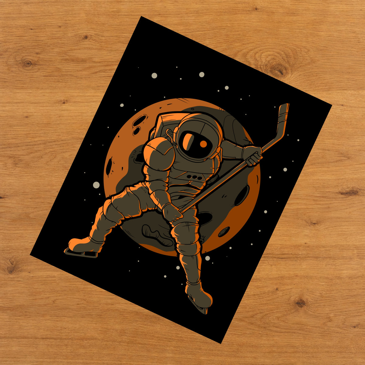 Hockey Astronaut Outer Space Spaceman 8"x10" Wall Art Print