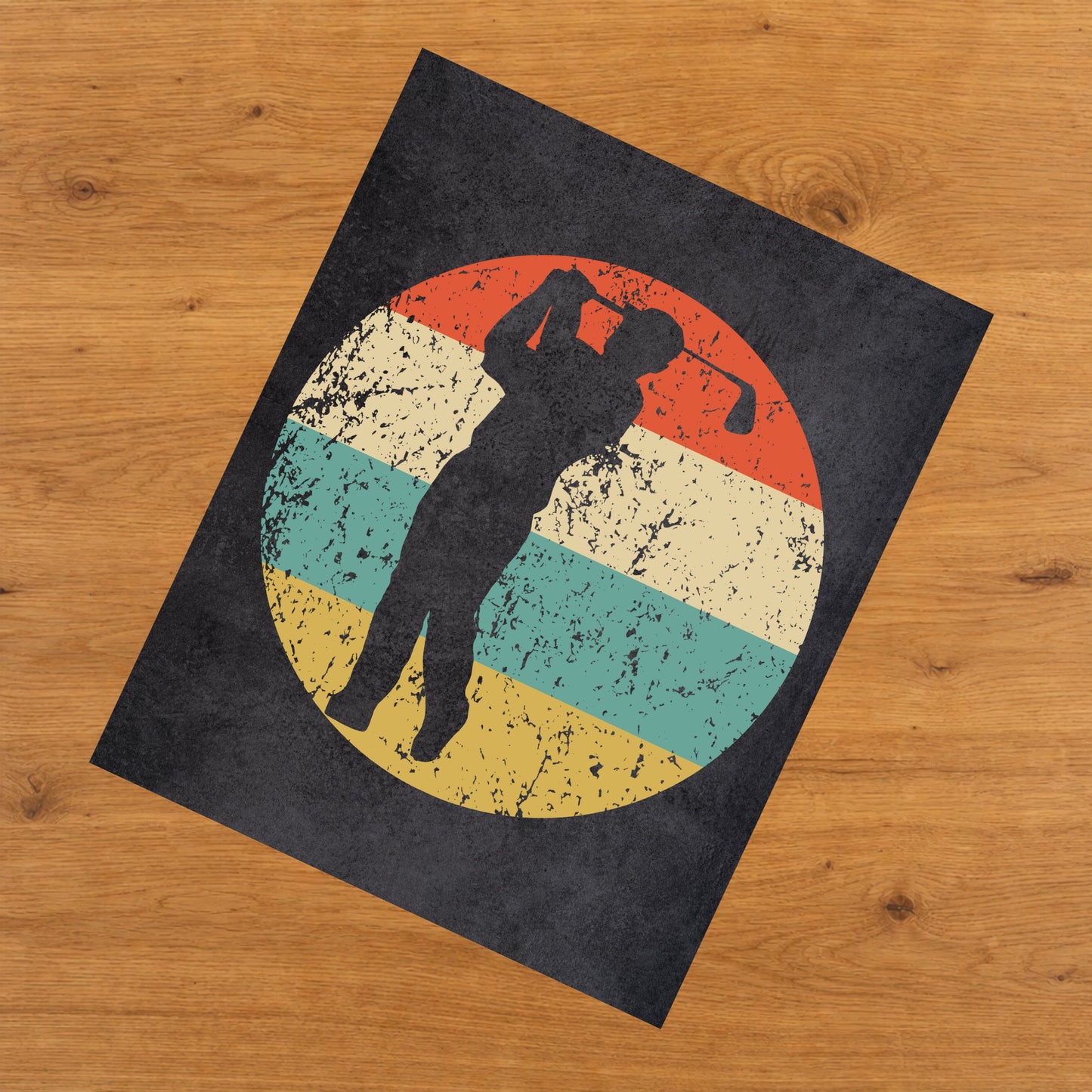 Golfer Golf Swing Sports Icon Retro 8"x10" Wall Art Print