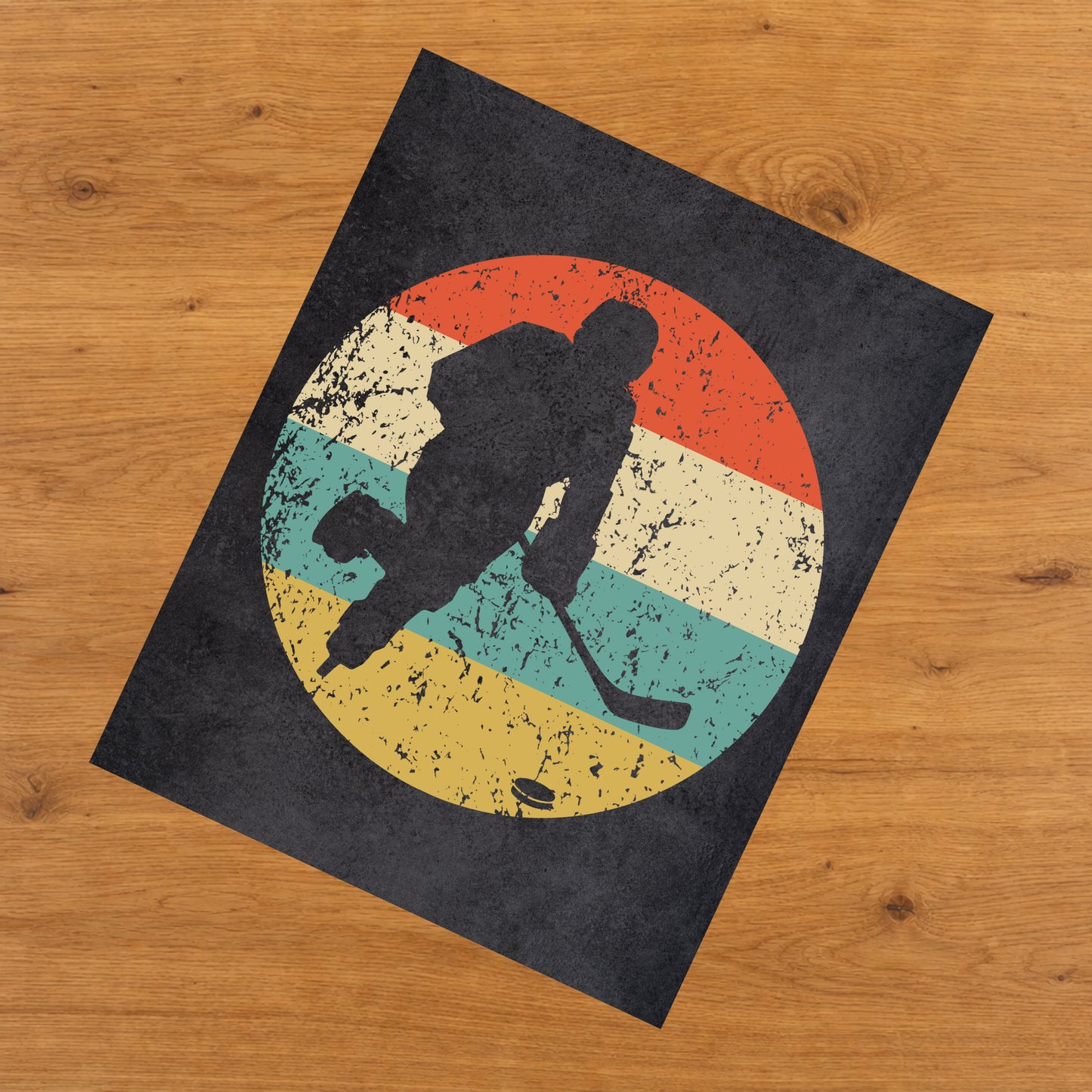 Hockey Player Sports Icon Retro 8"x10" Wall Art Print
