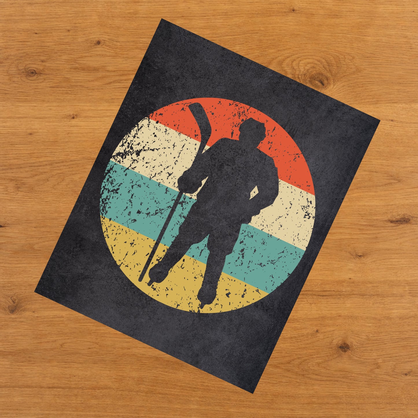 Hockey Player Sports Icon Retro 8"x10" Wall Art Print