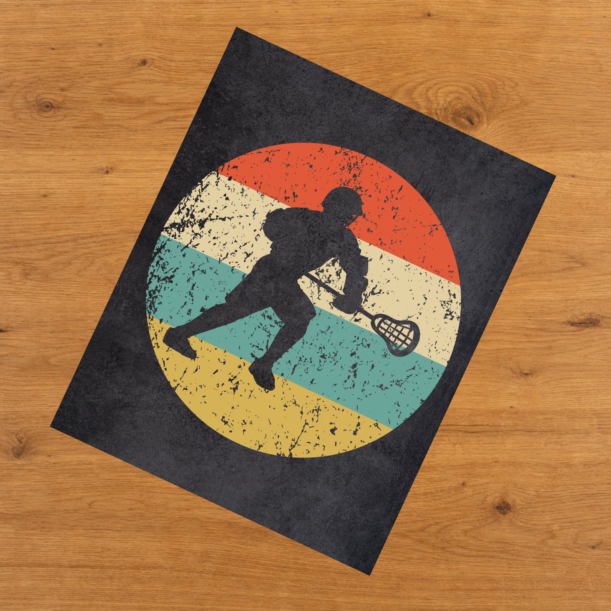 Lacrosse Player Sports Icon Retro 8"x10" Wall Art Print