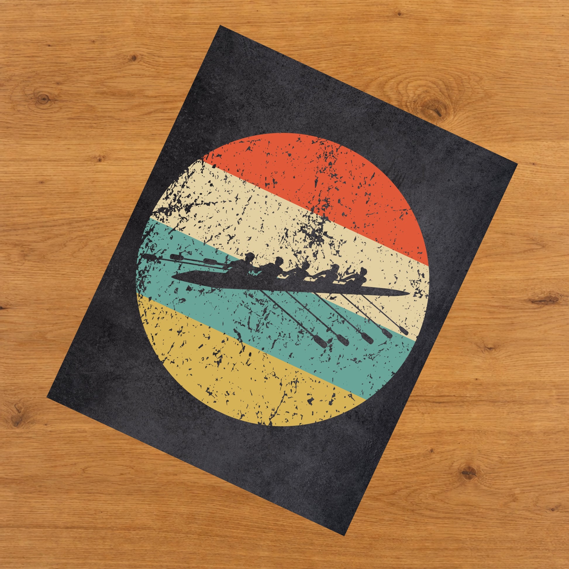 Crew Boat Rowing Sports Icon Retro 8"x10" Wall Art Print