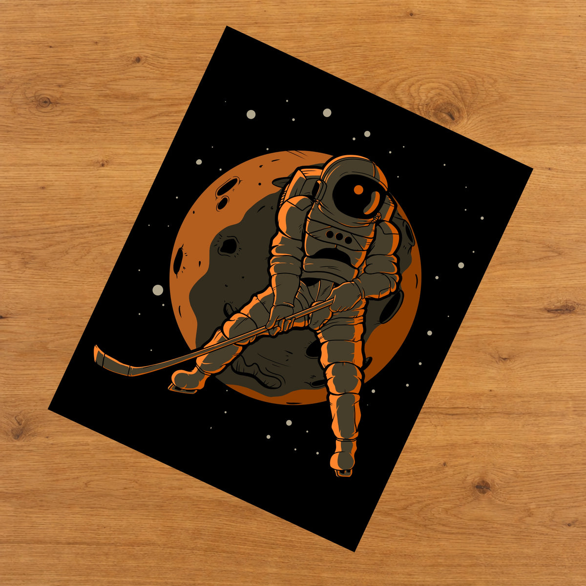 Hockey Astronaut Outer Space Spaceman 8"x10" Wall Art Print