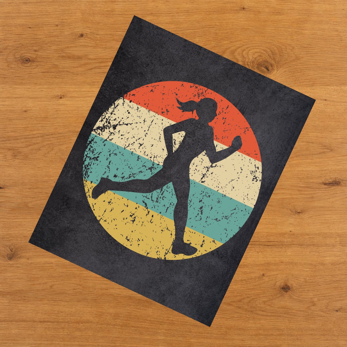 Female Runner Cross Country Marathon Sports Icon Retro 8"x10" Wall Art Print