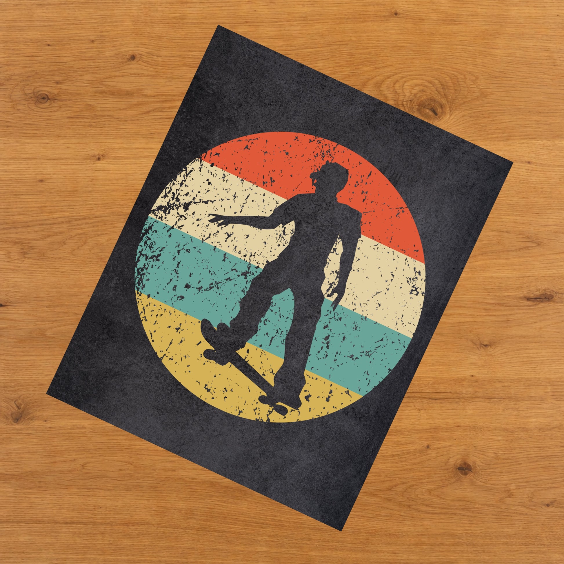 Skateboarder Skateboarding Skater Sports Icon Retro 8"x10" Wall Art Print