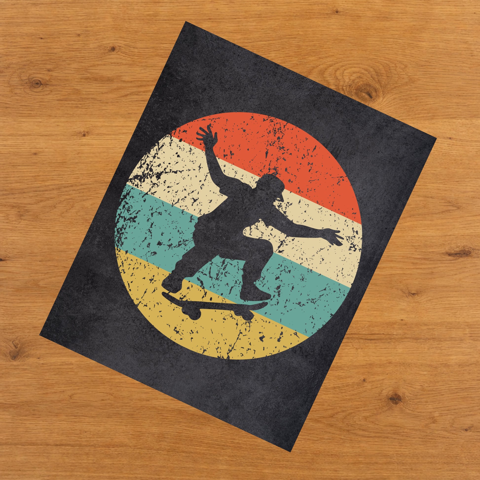 Skateboarder Skateboarding Skater Ollie Sports Icon Retro 8"x10" Wall Art Print