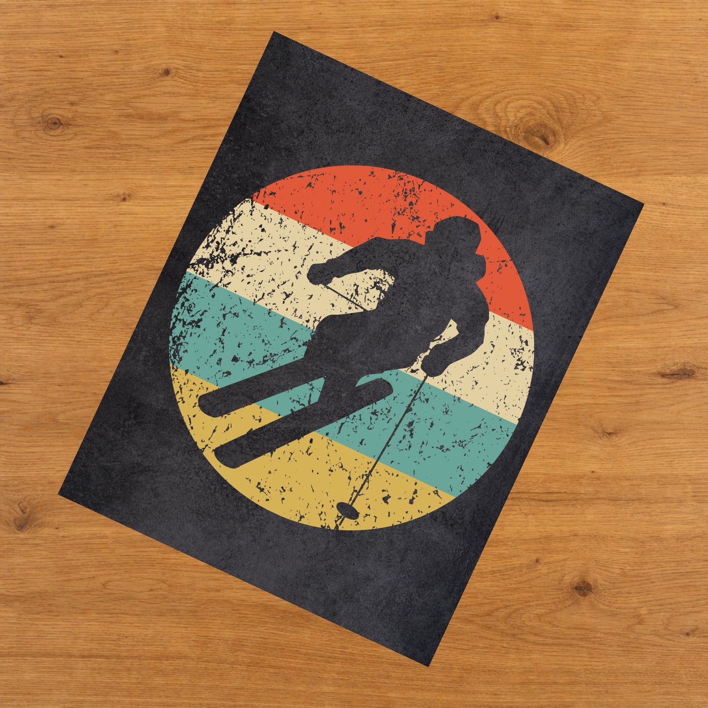 Downhill Skier Skiing Sports Icon Retro 8"x10" Wall Art Print