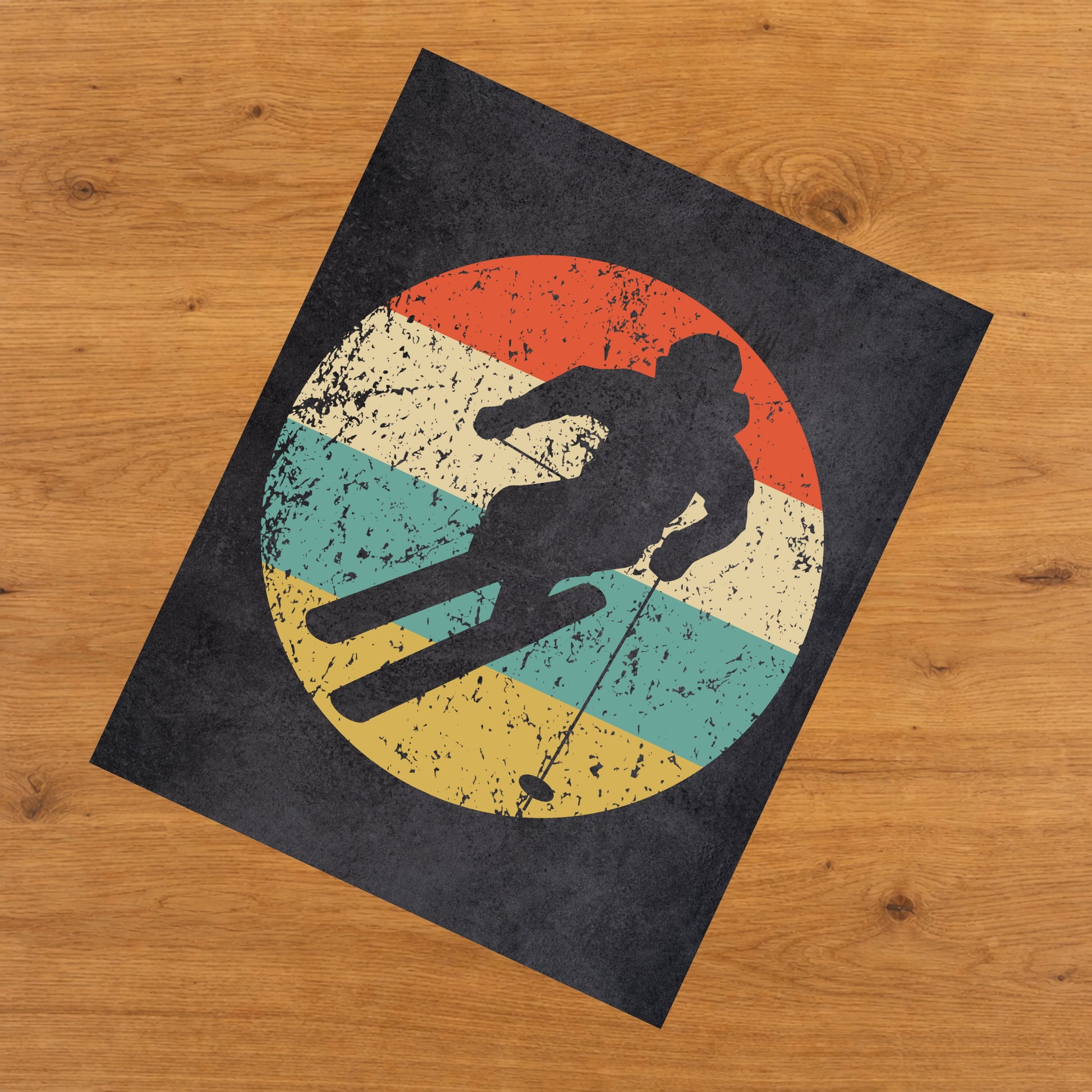 Downhill Skier Skiing Sports Icon Retro 8"x10" Wall Art Print