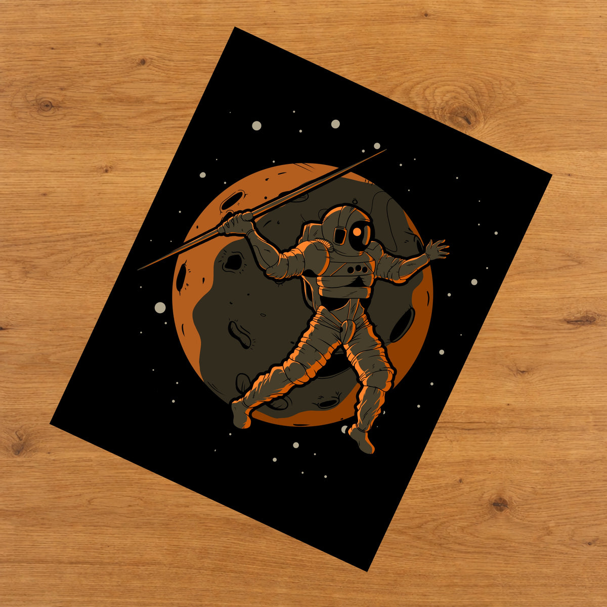 Javelin Throw Astronaut Outer Space Spaceman 8"x10" Wall Art Print