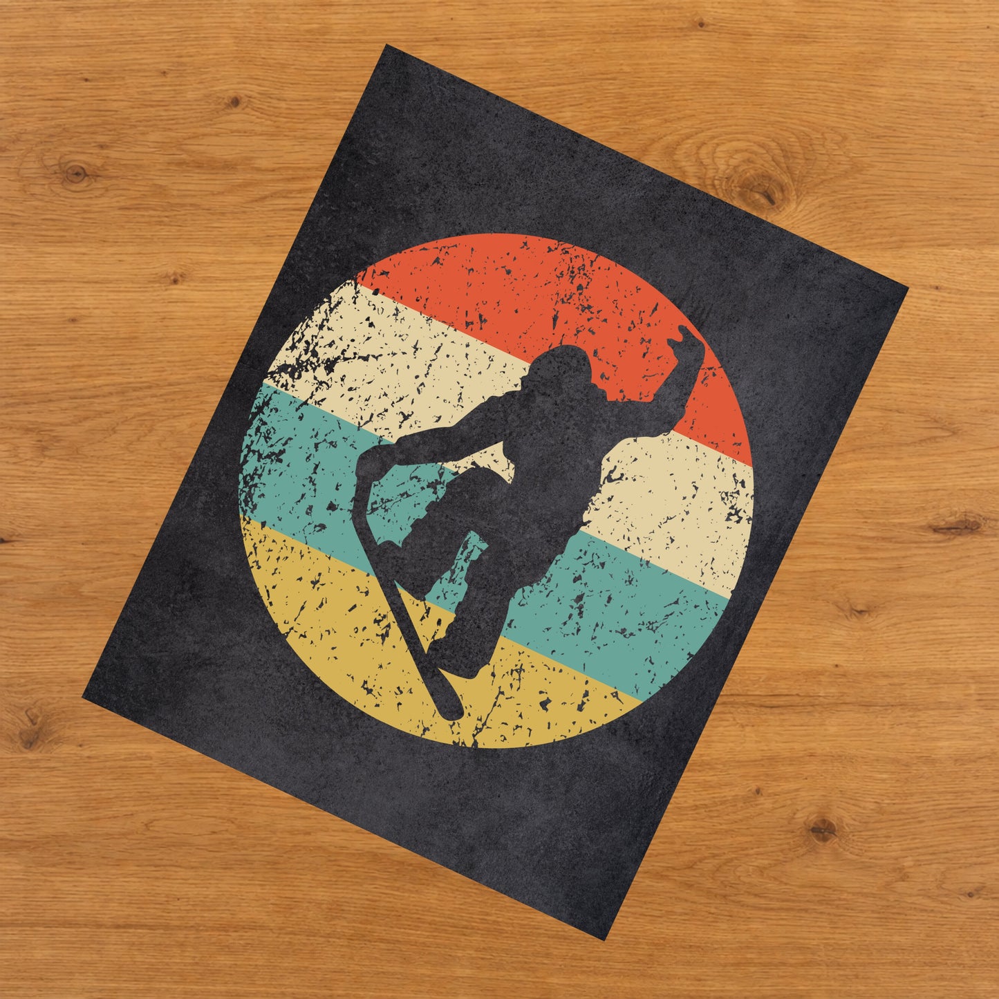 Snowboard Trick Nose Grab Sports Icon Retro 8"x10" Wall Art Print