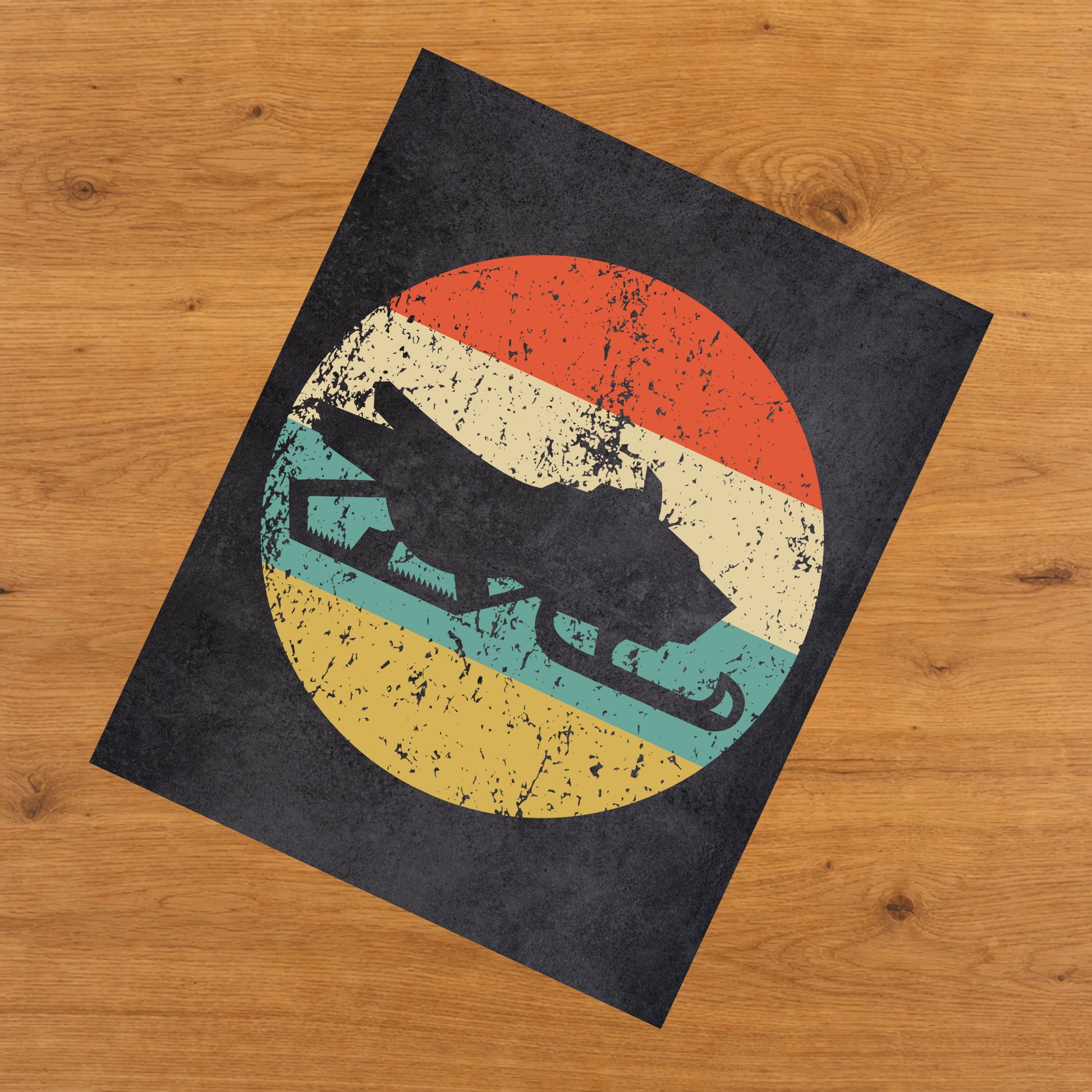 Snowmobile Sports Icon Retro 8"x10" Wall Art Print