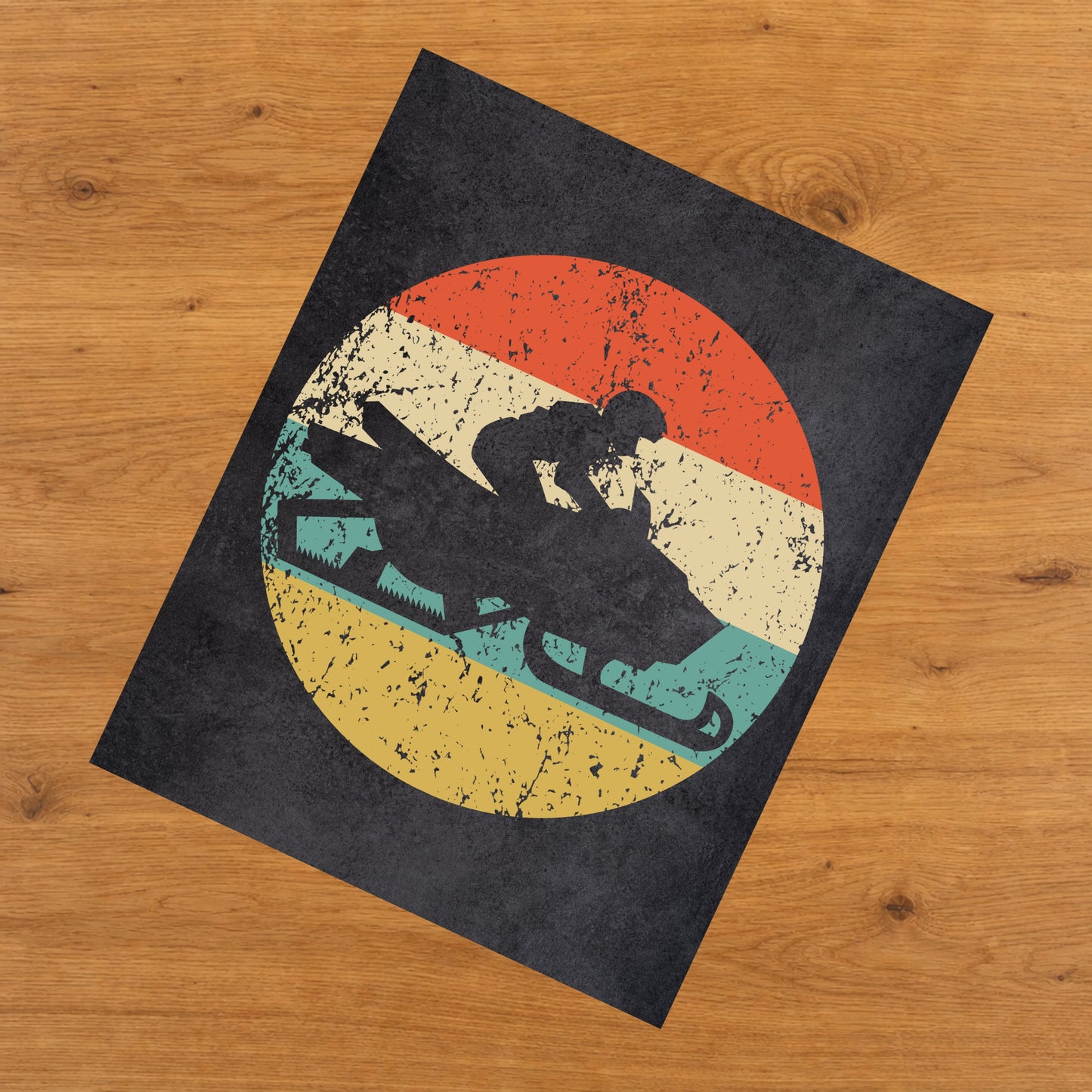 Snowmobile Snowmobiler Sports Icon Retro 8"x10" Wall Art Print