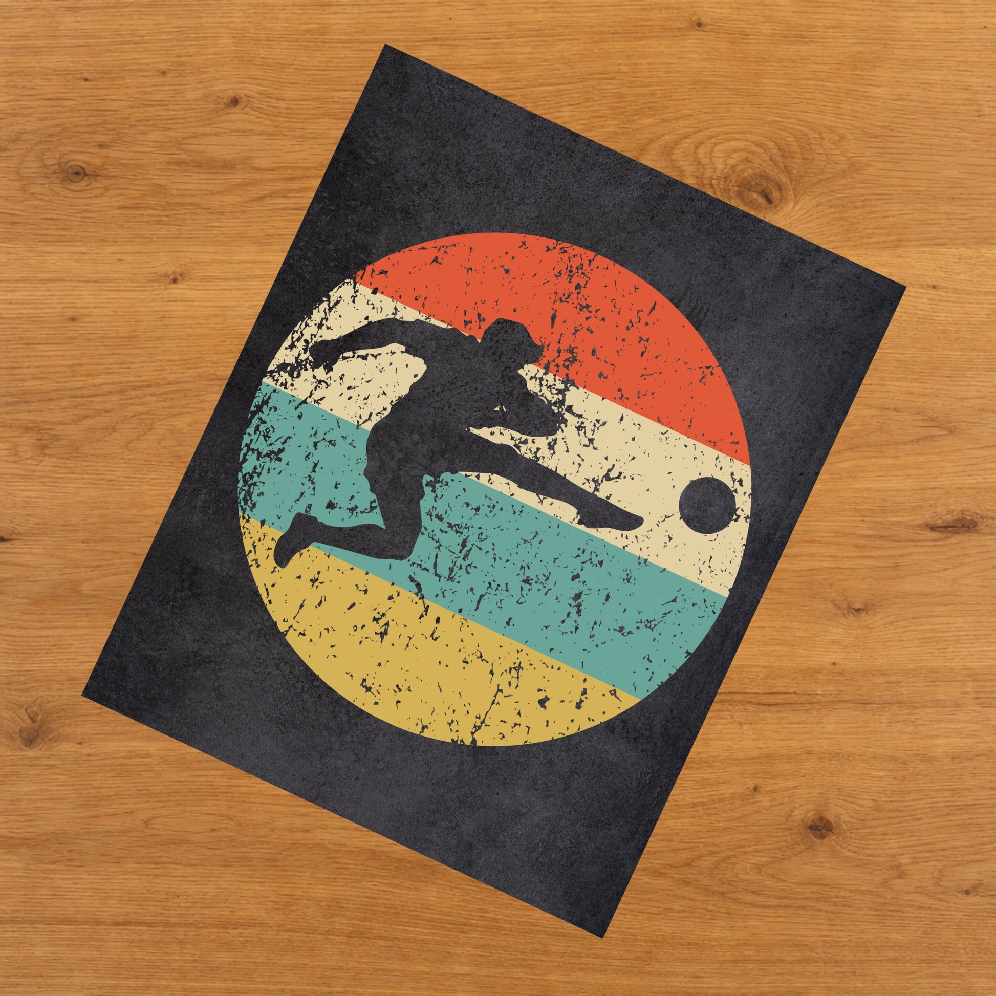 Soccer Player Kick Sports Icon Retro 8"x10" Wall Art Print